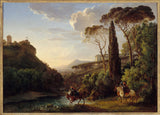 pierre-athanase-chauvin-1806-italienskt-landskap-med-tre-riddare-konst-tryck-konst-reproduktion-väggkonst