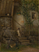 eduard-majsch-on-the-porch-dog-and-cat-art-print-fine-art-reproduction-wall-art-id-ab6ul9dhe