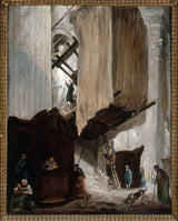 休伯特·羅伯特-1758-雕刻家正在製作聖彼得聖徒雕像藝術印刷品美術複製品牆壁藝術