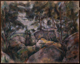 保罗·塞尚1890-岩石在森林里的艺术印刷精美的艺术复制品墙艺术id-ab7ps5kec