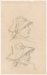 約瑟夫-以色列-1834-戴帽子的女人的兩項研究藝術印刷美術複製品牆藝術 ID-ab83z1dcg