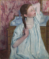 mary-cassatt-1886，女孩，安排她的头发，艺术打印，细艺术复制品，墙，艺术，id，abbh46hhr
