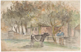 jozef-israels-1834-景觀與一頭牛和一個農民藝術印刷美術複製牆藝術 id abco0johu