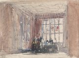דוד-קוקס -1830-חדר טיודור עם דמויות-אולי-הארדוויק-אולם-או-הדון-אולם-אמנות-הדפס-אמנות-רפרודוקציה-קיר-אמנות-איד-אבמקפמ