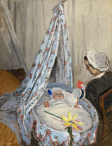 克勞德·莫奈-1867-搖籃-卡米爾與藝術家-兒子-讓-藝術-印刷-美術-複製品-牆-藝術-ID-abfqg7djk