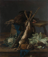 cornelis-lelienbergh-1659-stilleben-med-en-hare-og-en-svart-hane-kunsttrykk-fin-kunst-reproduksjon-veggkunst-id-abfsbwosg