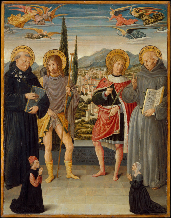 benozzo-gozzoli-1481-saints-nicholas-of-tolentino-roch-sebastian-and-bernardino-of-siena-with-kneeling-donors-art-print-fine-art-reproduction-wall-art-id-abg9qa2fo
