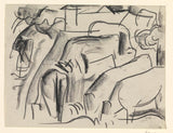 leo-gestel-1891-студиски лист-со-коњи-во-пејзаж-уметност-печатење-фина уметност-репродукција-ѕид-уметност-ид-абхаимккси