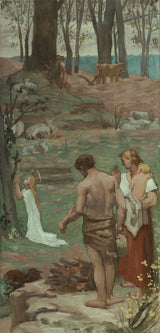 pierre-cecile-puvis-de-chavannes-1877-sainte-genevieve-uşaq-dua edən-art-çap-incəsənət-reproduksiya-divar-art