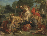 尤金·德拉克洛瓦（Eugene-Delacroix）1855年，狮子狩猎艺术印刷精美的艺术复制品墙艺术id-abimd1h7c