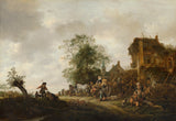 isack-van-ostade-1646-travellers-outside-an-inn-art-print-fine-art-reproductie-muurkunst-id-abiq934ea