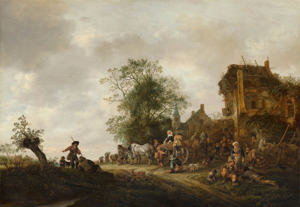isack-van-ostade-1646-travellers-outside-an-inn-art-print-fine-art-reproduction-wall-art-id-abiq934ea