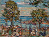 maurice-brazil-prendergast-beach-scene-with-two-trees-art-print-fine-art-reproduction-wall-art-id-abix2x3ik