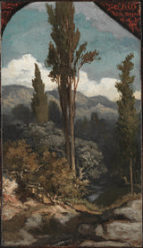elihu-vedder-1871-drie-bomen-Italië-kunstprint-fine-art-reproductie-muurkunst-id-abk9mulhy
