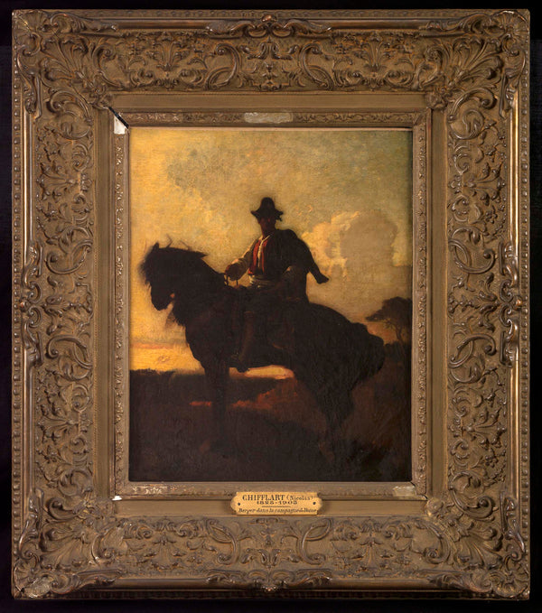 francois-nicolas-chifflart-1855-shepherd-on-horseback-in-the-countryside-of-rome-art-print-fine-art-reproduction-wall-art