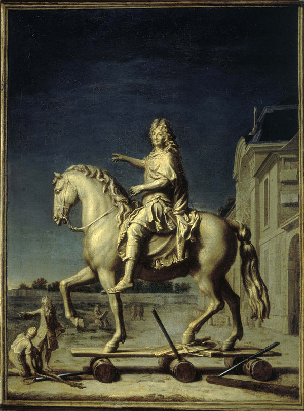 rene-antoine-houasse-1697-transport-on-the-place-louis-le-grand-vendome-current-of-the-statue-of-louis-xiv-by-girardon-july-16-1699-art-print-fine-art-reproduction-wall-art