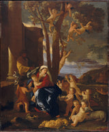 Nikolas-Poussins-1627-svētā-ģimene ar-svēto Džonu-kristītāju-mākslas iespiedumu-fine-art-reproduction-wall-art-id-abkc5yzvs