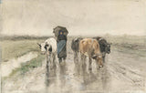 anton-mauve-1848-en-gjeterinne-med-kyr-på-en-landsvei-i-regnet-kunsttrykk-fin-kunst-reproduksjon-veggkunst-id-abkjvr69p