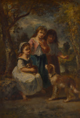 納西斯·維吉爾·迪亞茲·德拉·佩納-1875-三個小女孩-藝術印刷-精美藝術複製品-牆藝術-id-abl4xp4na