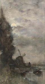 雅各布-馬里斯-1847-景觀與月光下的磨坊-藝術印刷-美術複製-牆壁藝術-id-ablqgn7x7