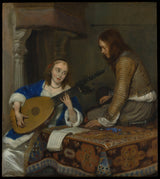 Gerard-ter-borch-the-jaunākais-1658-sieviete, kas spēlē theorbo-lautas un-kavaliera-art-print-fine-art-reproduction-wall-art-id-abmr5nwm8