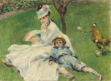 皮埃尔奥古斯特雷诺阿 1874 年莫奈夫人和她的儿子艺术版画艺术复制墙艺术 ID-abn5qym1e