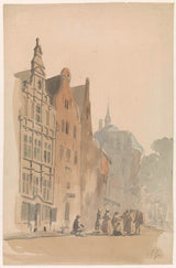 adrianus-eversen-1828-runde-lutherske-kirken-og-nogle-huse-i-amsterdam-kunsttryk-fin-kunst-reproduktion-vægkunst-id-abn5vh2zx