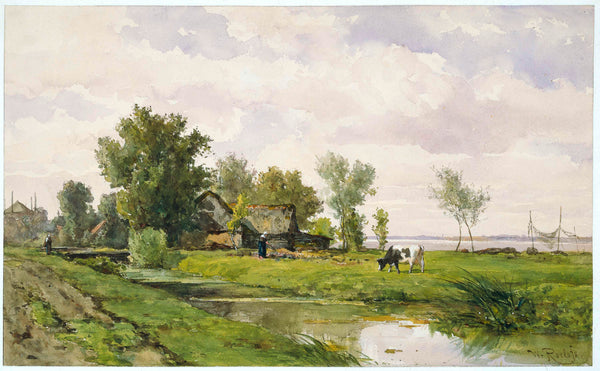 willem-roelofs-i-1875-farmhouse-by-a-ditch-art-print-fine-art-reproduction-wall-art-id-abncp9m07
