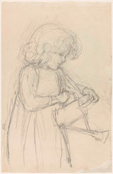約瑟夫-以色列-1834-拿著噴壺的女孩藝術印刷精美藝術複製品牆藝術 id-abs71furs