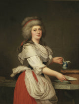 阿道夫·烏爾里克·沃特米勒-1787-瑪麗·安托瓦內特女王的朋友奧吉夫人在特里亞農宮藝術印刷美術中擔任皇家乳品廠的擠奶女工-複製牆藝術id- abt4rl488
