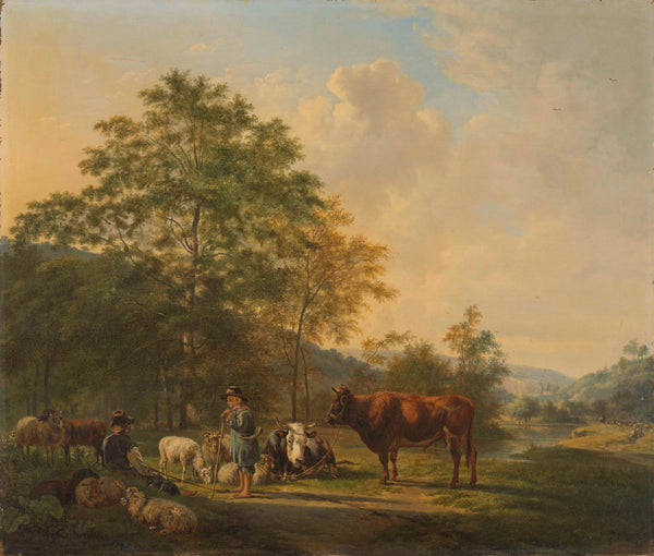 pieter-gerardus-van-os-1815-hilly-landscape-with-shepherd-drover-and-cattle-art-print-fine-art-reproduction-wall-art-id-abt9g0nzm