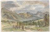 jozef-以色列-1834-山区和两头牛与牧民艺术印刷精美艺术复制品墙艺术 id-abtf1j4js