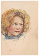 约瑟夫·以色列1834年，一个有金色头发的女孩的头艺术打印精美的艺术复制品墙上的艺术id-abthnpquf