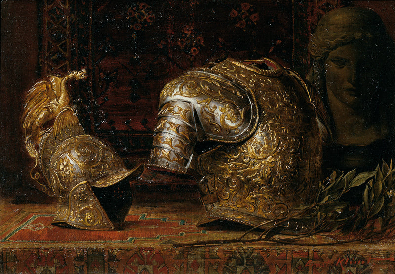 ernst-klimt-1885-still-life-with-armor-art-print-fine-art-reproduction-wall-art-id-abtujtv0g