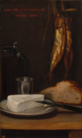 alexandre-gabriel-decamps-1858-stilleben-med-sill-bröd-och-ost-konst-tryck-fin-konst-reproduktion-väggkonst-id-ac1qny80y