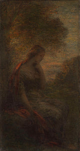 Հենրի-Ֆանտին-Լատուր-1855-երիտասարդ կին-ծառի-տակ-մայրամուտ-անվանմամբ-արվեստ-print-fine-art-reproduction-wall-art-id-ac1wou3ss