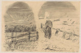 jozef-izraels-1834-zachód słońca i-zimowy-krajobraz-sztuka-druk-reprodukcja-dzieł sztuki-sztuka-ścienna-id-ac33wd1lk