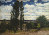 卡尔·弗雷德里克·希尔1877年-围网风景与杨树艺术印刷精美的艺术复制品墙艺术ID-AC9IFMCQX