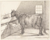 Jean-Bernard-1812-站在馬厩裡的馬左藝術印刷品美術複製品牆藝術 id-acaexu3kk