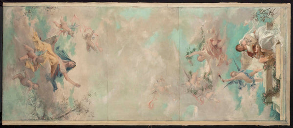 theobald-chartran-1884-sketch-for-the-wedding-room-of-the-town-hall-of-courbevoie-the-hymen-the-protective-act-ceiling-art-print-fine-art-reproduction-wall-art