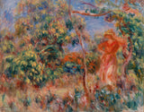 皮埃爾·奧古斯特·雷諾阿-1917-風景中的紅衣女人-風景中的紅衣女人-藝術印刷-美術複製品-牆藝術-id-acgtaxjzt