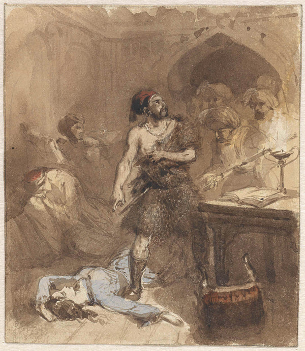 charles-rochussen-1824-man-and-woman-lying-on-the-ground-in-a-moorish-origin-art-print-fine-art-reproduction-wall-art-id-acgut1z2j