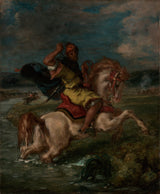 eugene-delacroix-1850-moroccan-horseman-crossing-a-ford-art-print-fine-art-reproducción-wall-art-id-achsbl53x