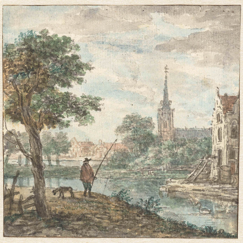 unknown-1700-view-of-a-city-with-a-fisherman-in-the-foreground-art-print-fine-art-reproduction-wall-art-id-acicd8w2w