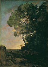 讓-巴蒂斯特-卡米爾-柯羅-1870-樹-景觀-晚間-藝術印刷-精美藝術-複製品-牆藝術-id-acisctfzv