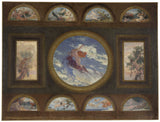 jules-jean-ferry-1892-croquis-pour-la-salle-a-manger-de-l-hotel-de-ville-a-paris-la-bienfaitrice-et-la-terre-mere-la-beuverie-la-richesse- thé de l'après-midi de la vigne le-bain-les-fruits-les-ensembles-reste-impression-art-reproduction-fine-art-wall-art