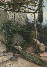 hugo-birger-1884-terraço-com-pavão-a-alhambra-impressão-de-arte-reprodução-de-belas-artes-arte-de-parede-id-acklvk6un