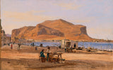 マルティヌス・ロルビー-1840-モンテ・ペレグリーノの眺めのあるパレルモ港-アートプリント-ファインアート-複製-壁アート-id-acmiglwux