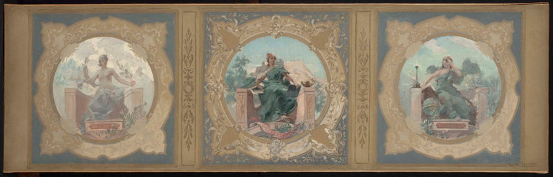 henry-jean-louis-boureau-1890-sketch-for-lobau-gallery-of-the-city-hall-of-paris-peace-literature-science-art-print-fine-art-reproduction-wall-art