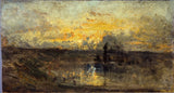 felix-ziem-1850-turning-river-front-tre-studi-retro-stampa-d'arte-riproduzione-d'arte-arte da parete